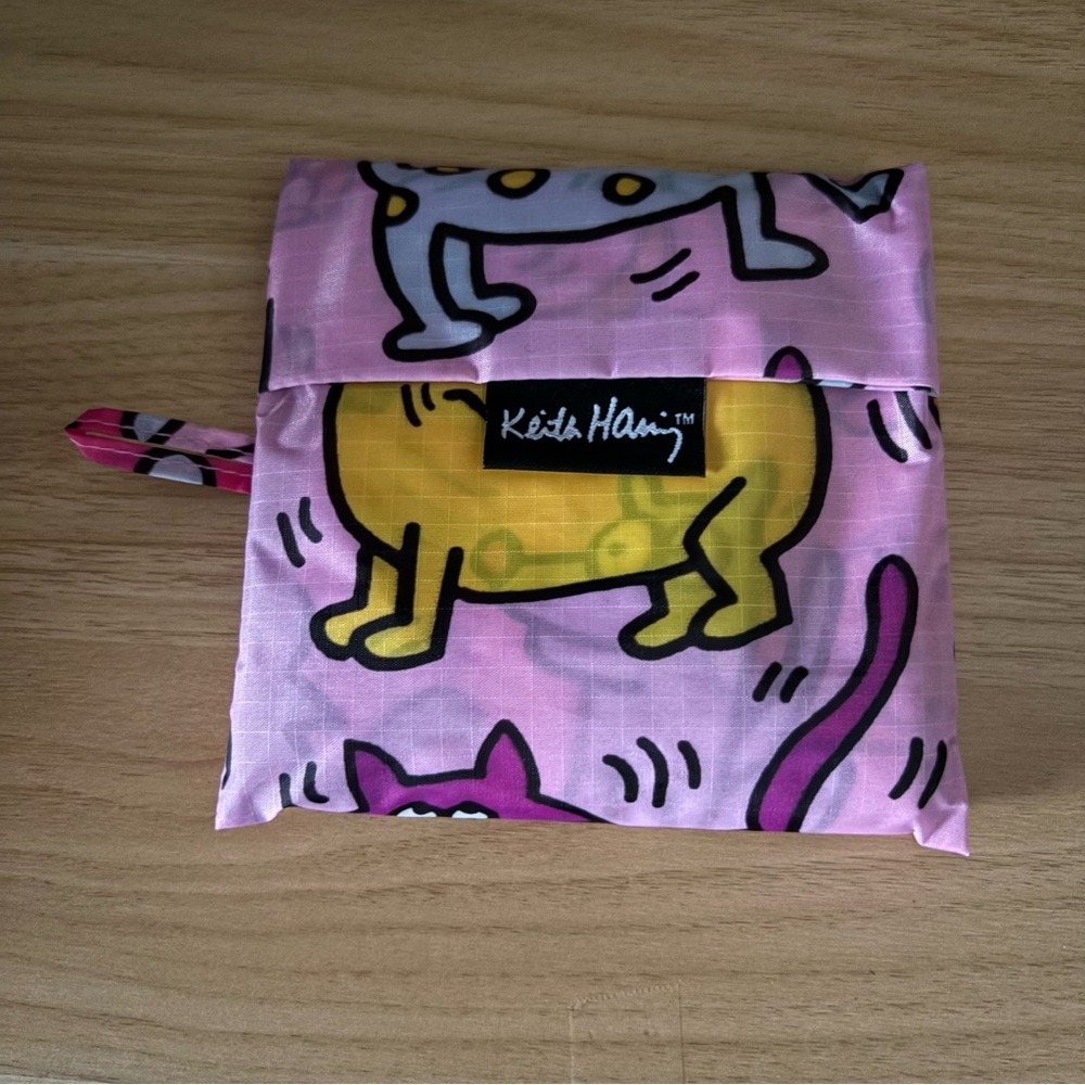 BAGGU x KEITH HARING PETS Standard Size Pink Reusable Foldable Tote Bag